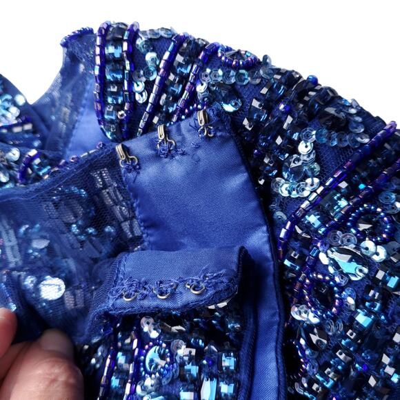 Sherri Hill Blue Two Piece Cocktail Homecoming Dress Embellished Short Skirt 0 - Picture 15 of 16